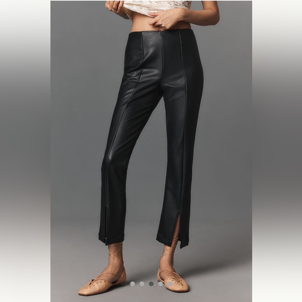 Anthropologie Maeve Split-Front Faux Leather Pants sz XS